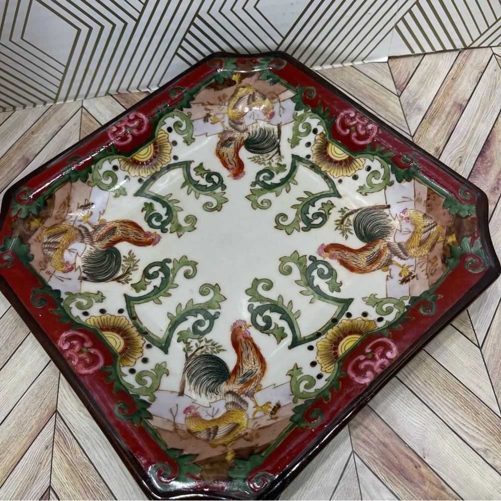 Vintage Hua Ping Tang‎ Zhi Chinese Hand Painted Plate Rooster Design D15